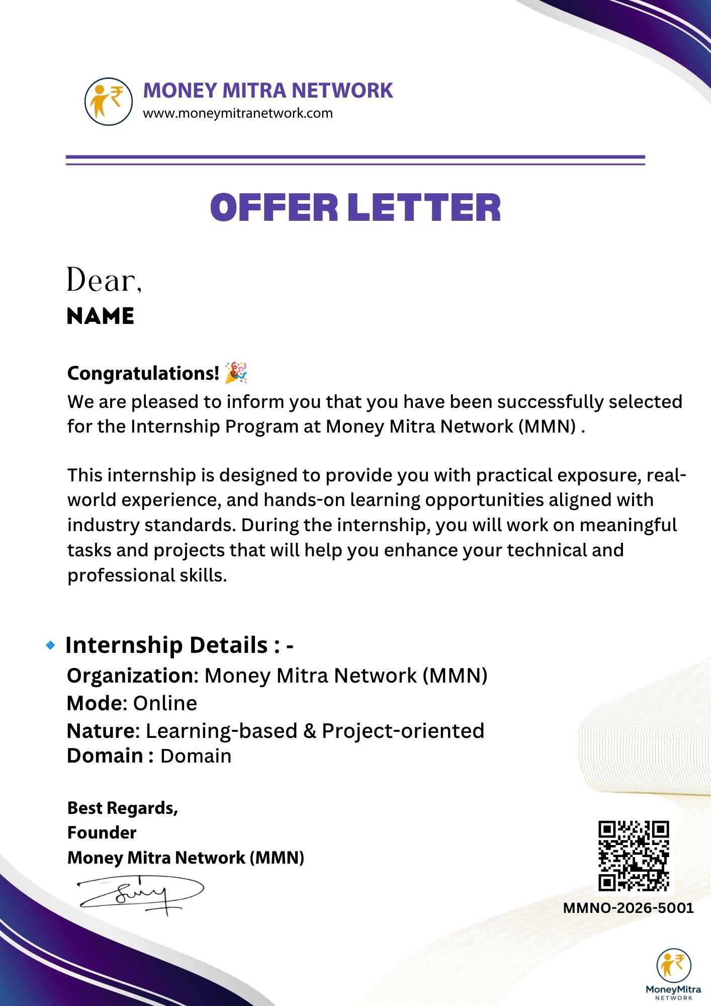 OFFER LETTER sample